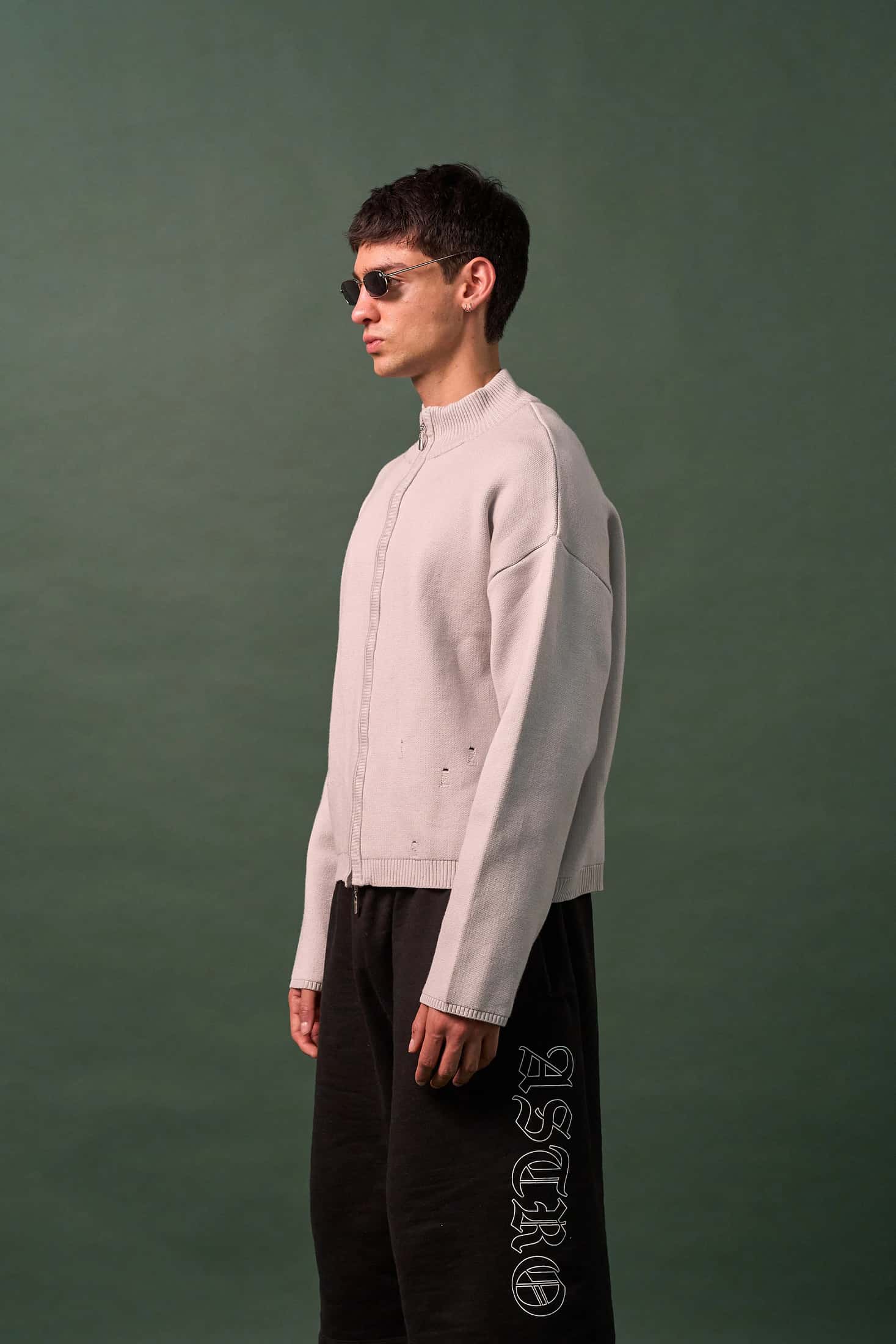 Knit Double Zipper - Gris - miniatura 4