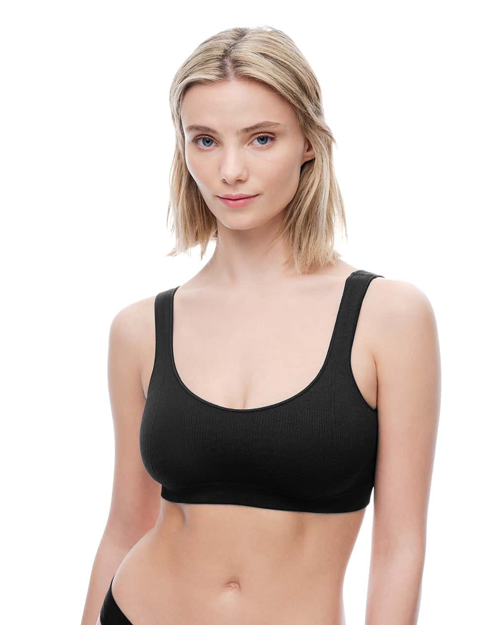 Top soporte medio seamless negro mujer