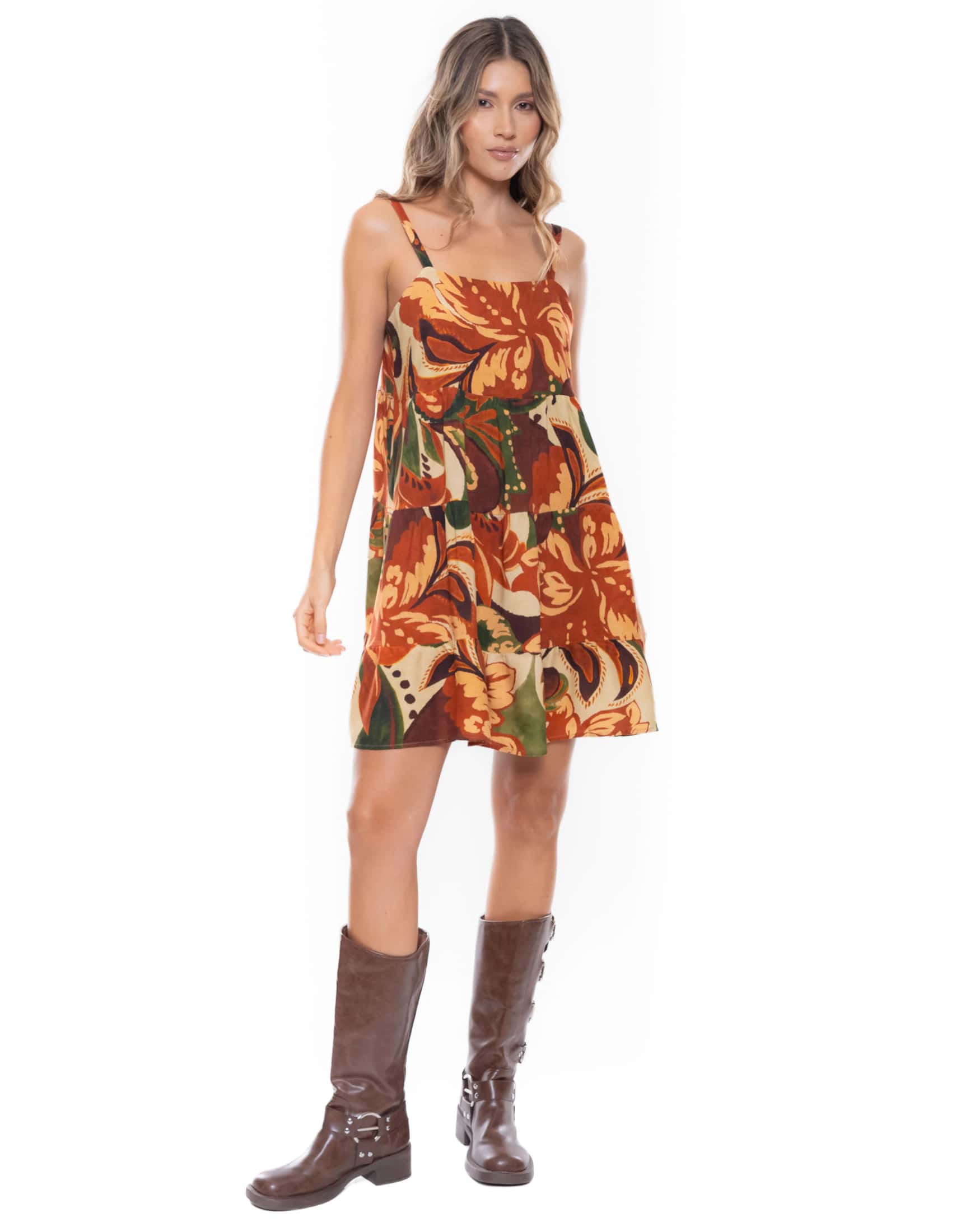 Vestido Corto De Tiras Estampado