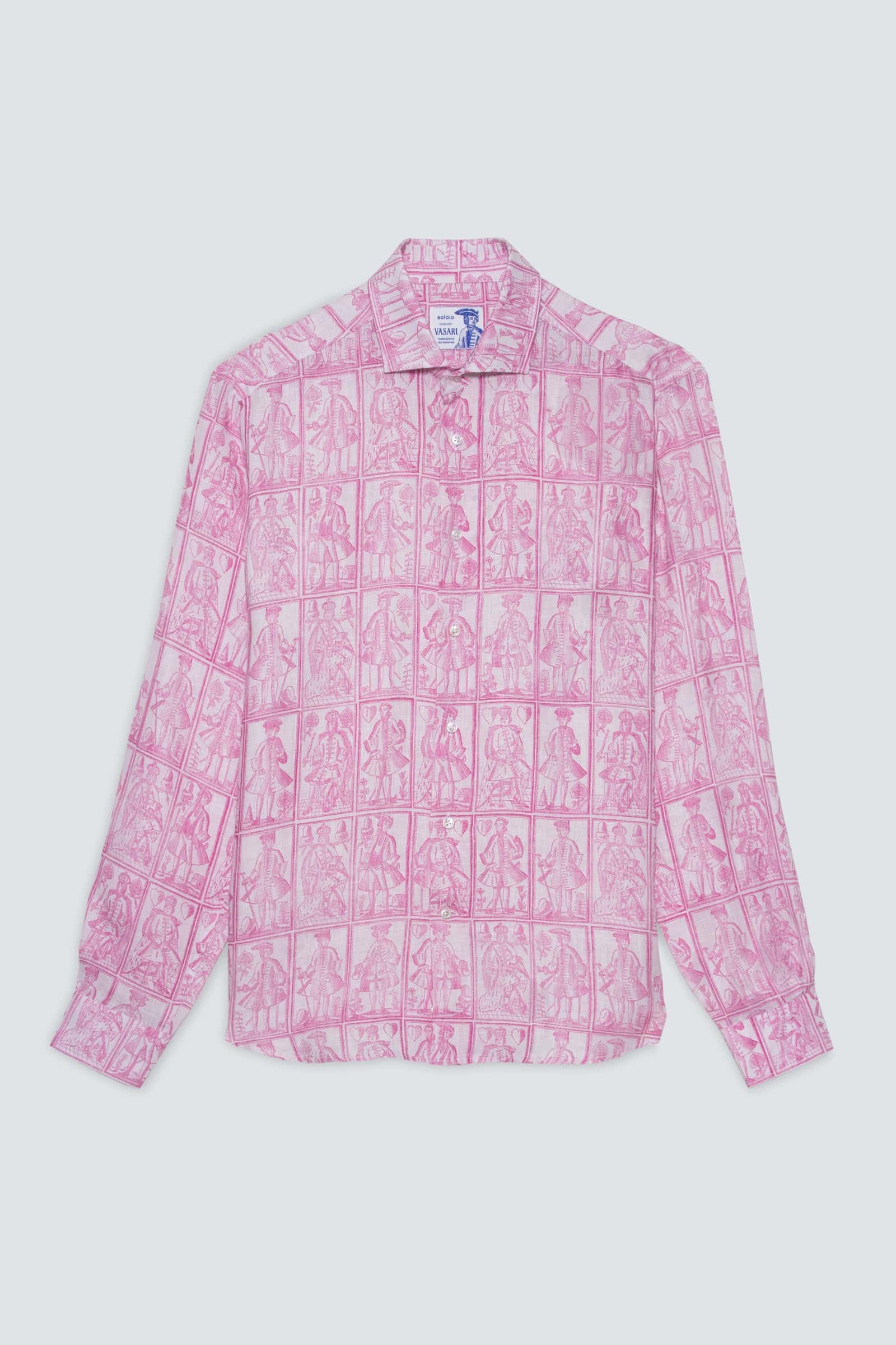 Men's linen shirt pink cards