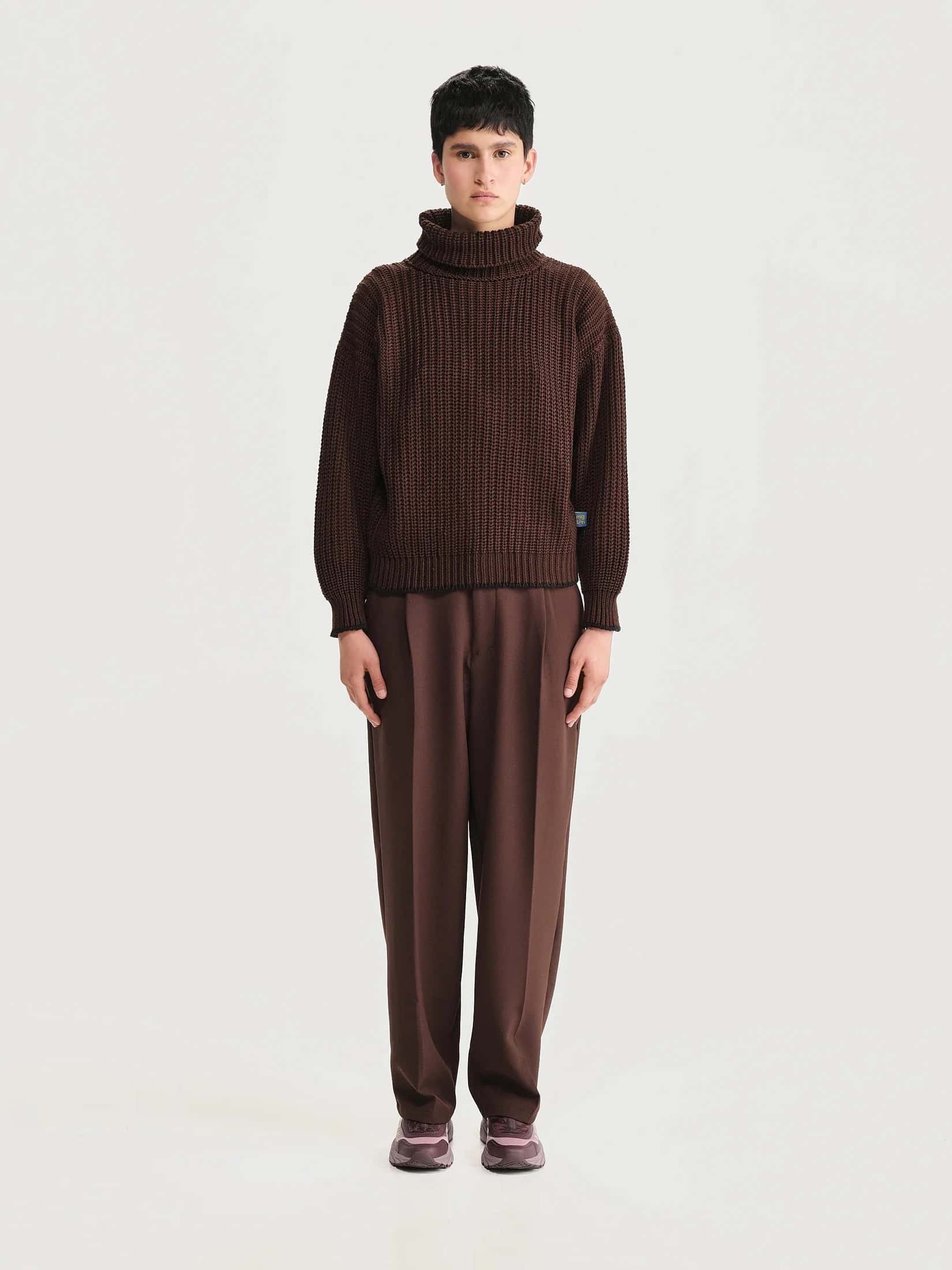 Saco Cuello Tortuga Ingles Marron Mujer - miniatura 2