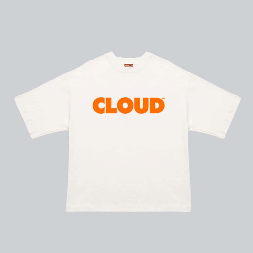Camiseta BLOCK naranja sobre blanco