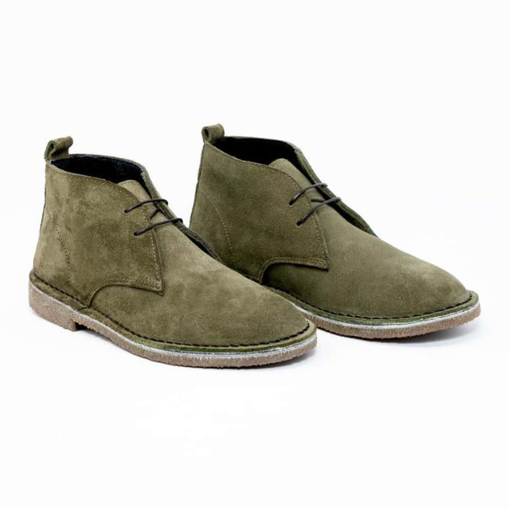 Botas Desert Hombre Cuero Carnaza Verde Oliva