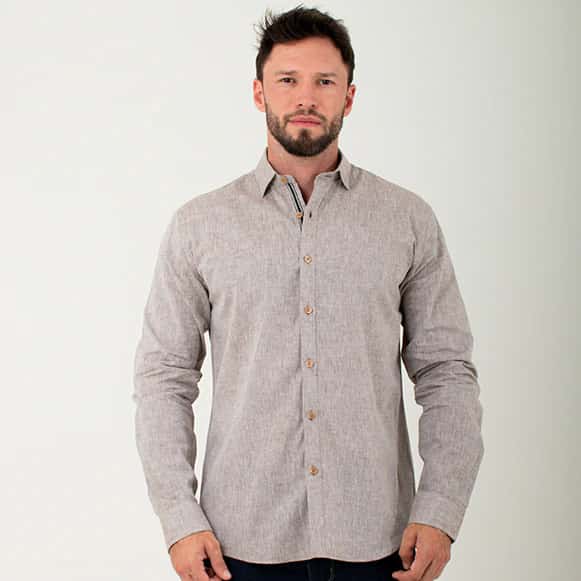 CAMISA ML 60% LINO 40% ALGODON LISA