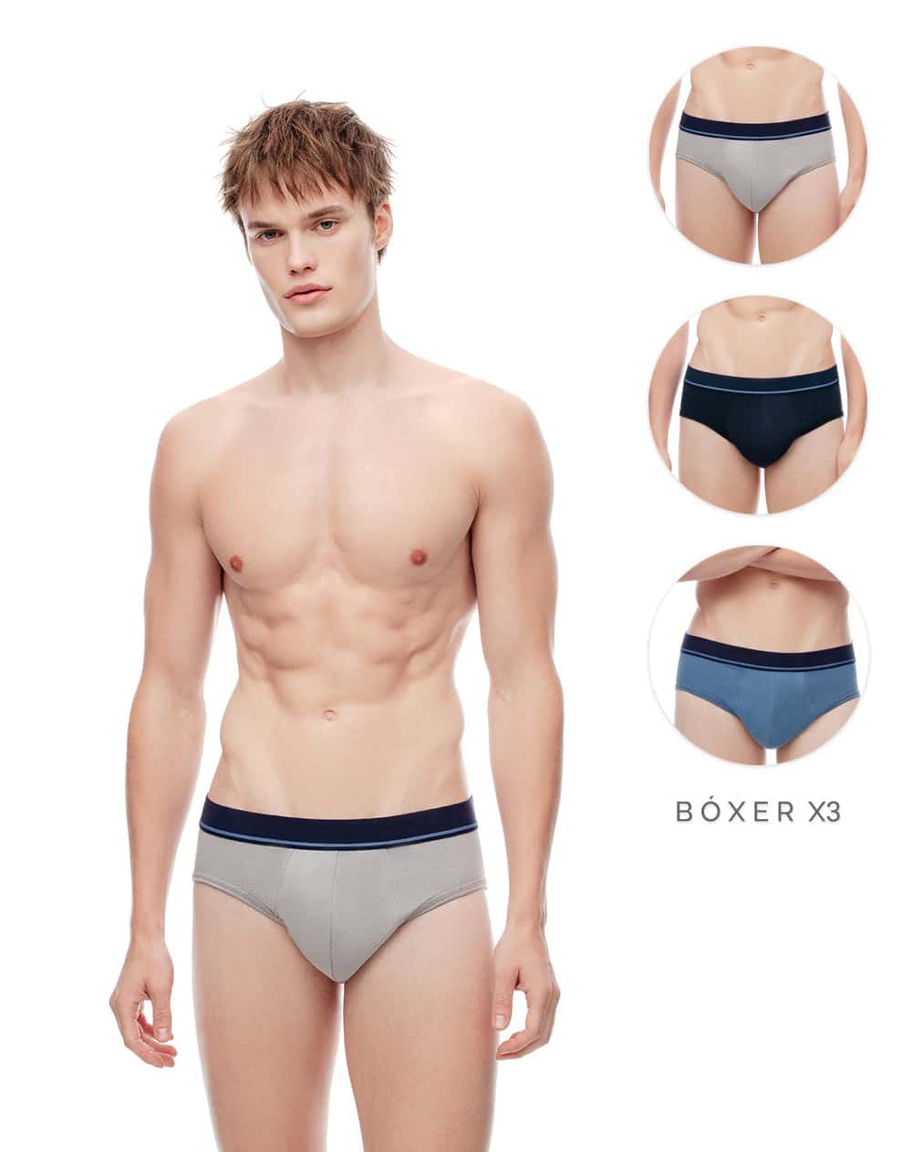 Bóxer brief algodón x3unds surtido hombre