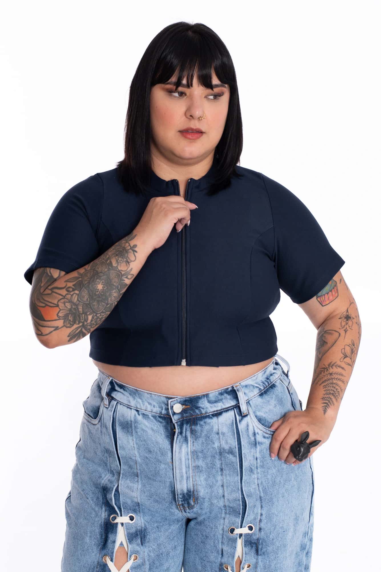 Crop Top Millie Azul Oscuro