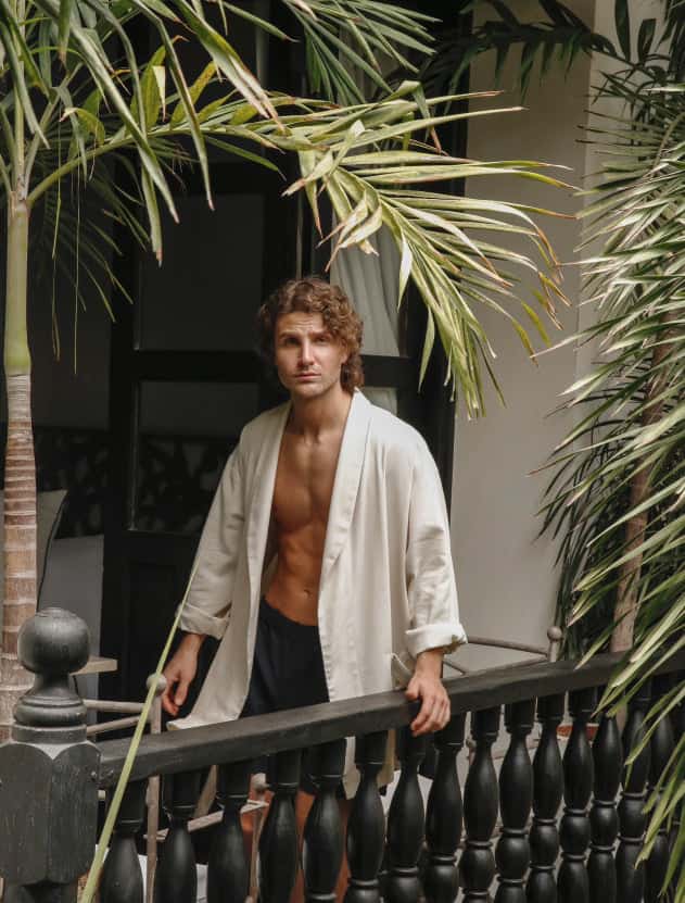 Amalfi Beige Linen Robe - miniatura 1