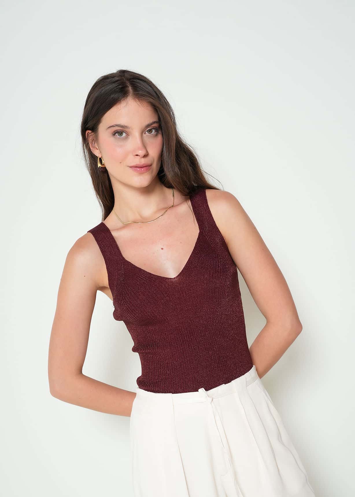 Camiseta Tejido Cuello En V