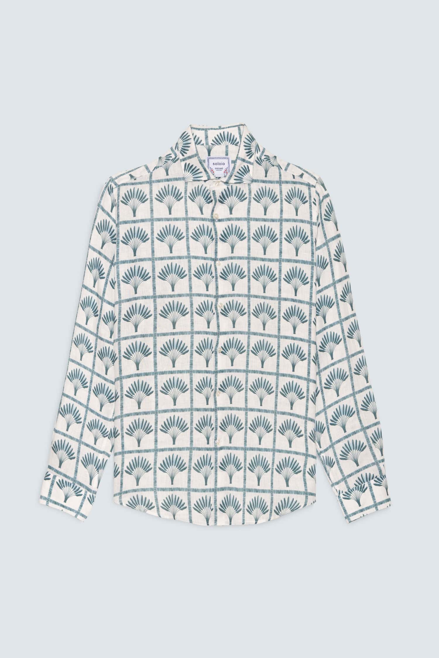 Men's linen shirt navy palmar