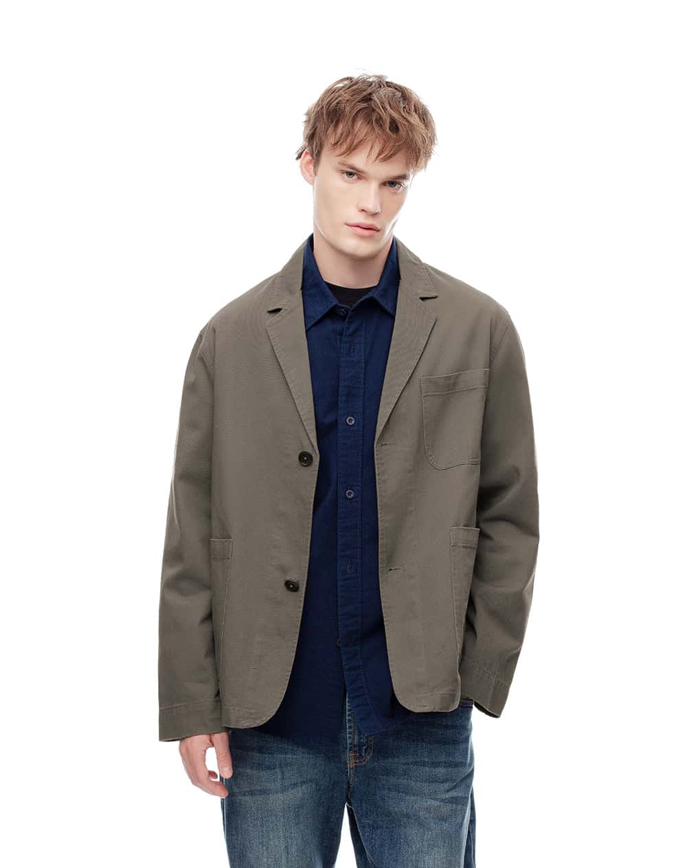 Blazer regular algodón verde hombre