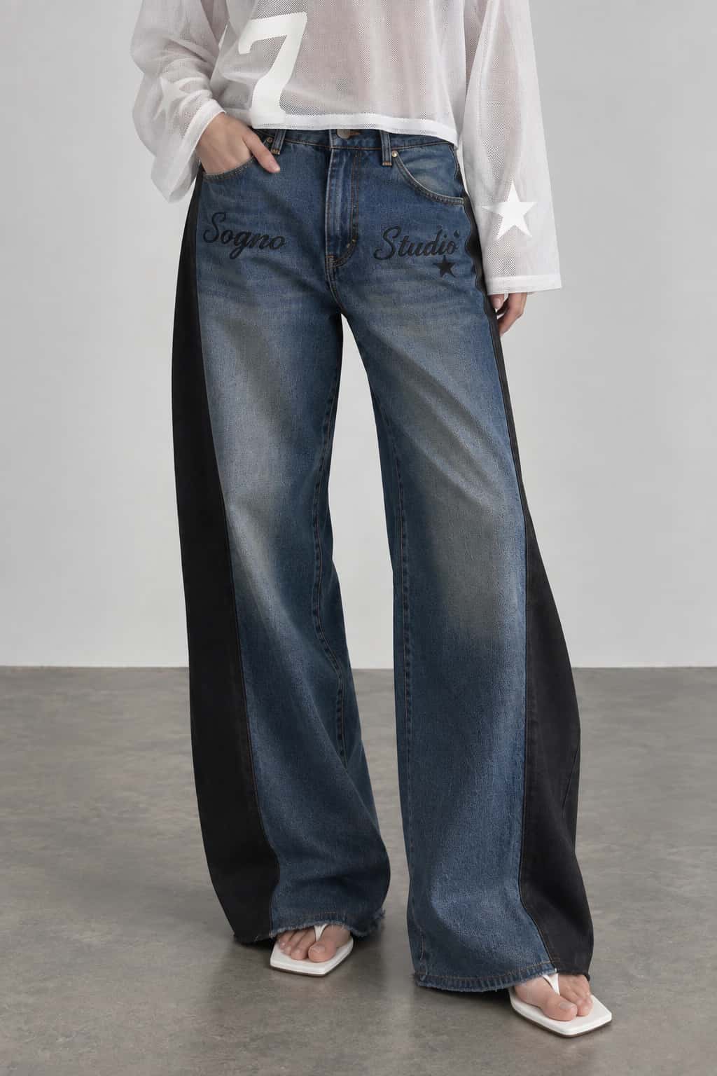 Jean Bicolor Wide Leg