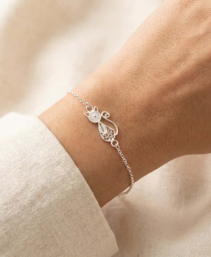 Pulsera Gata en Plata ley 950 Filigrana
