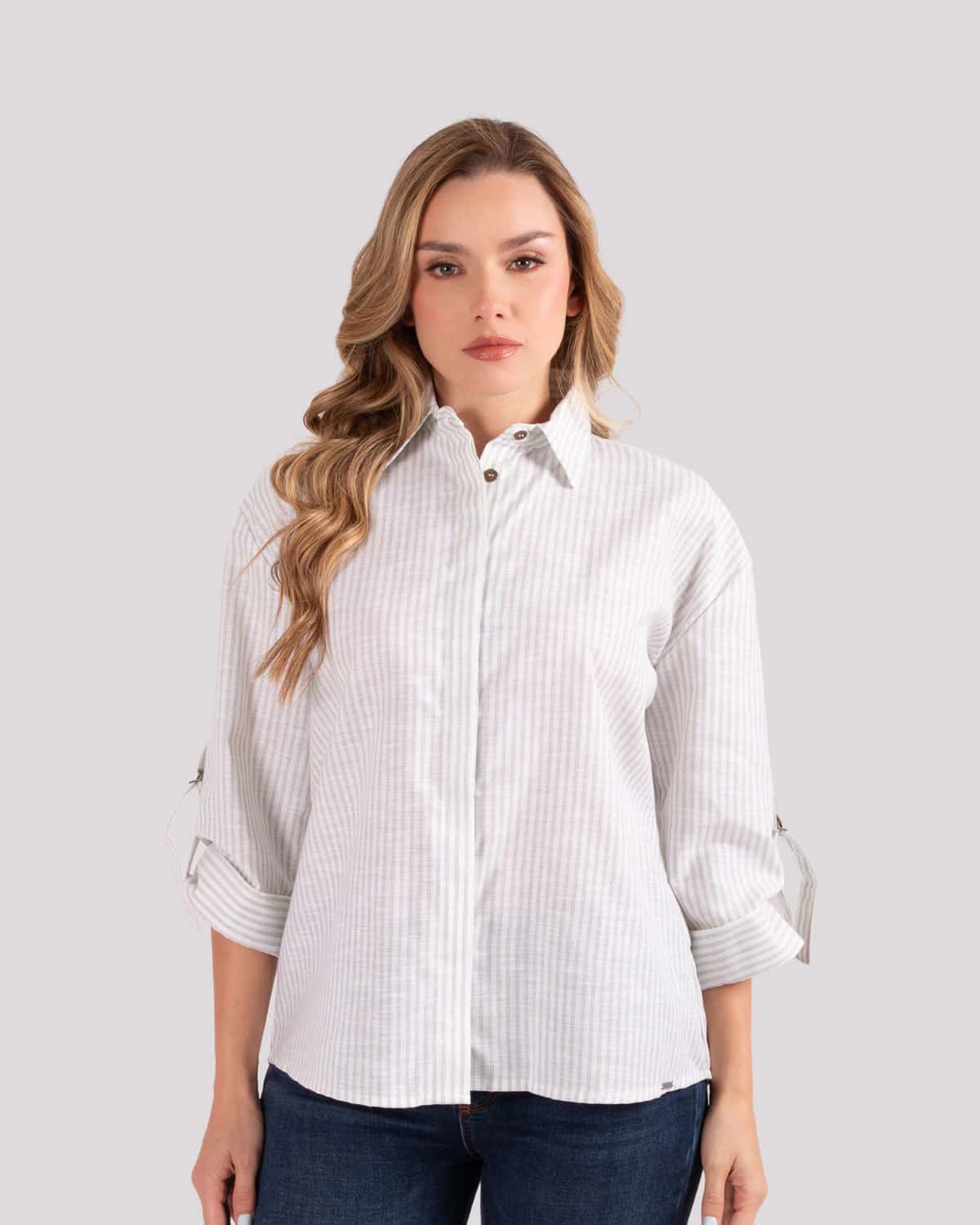 Camisa de rayas verde para mujer