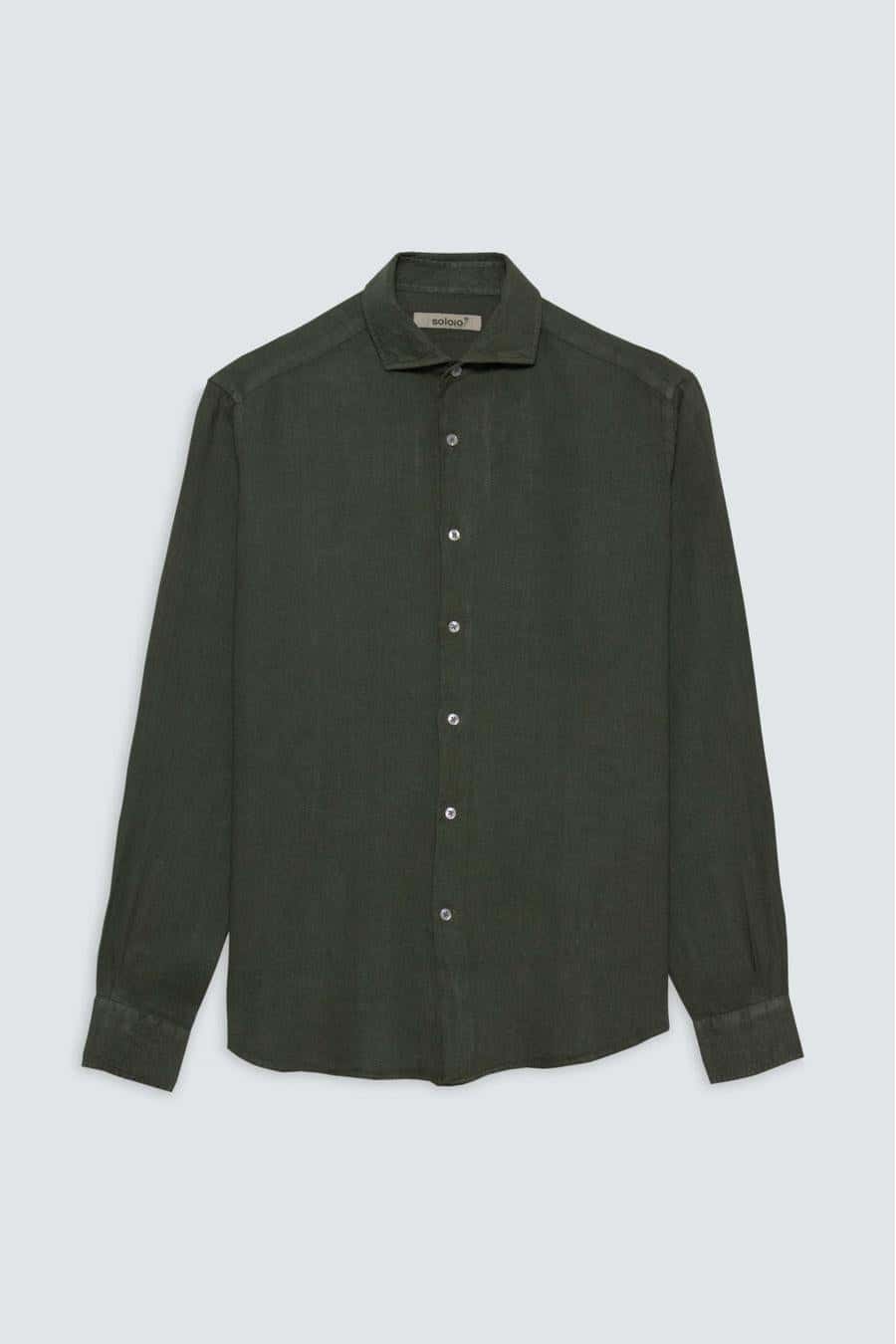 Men's linen shirt military green