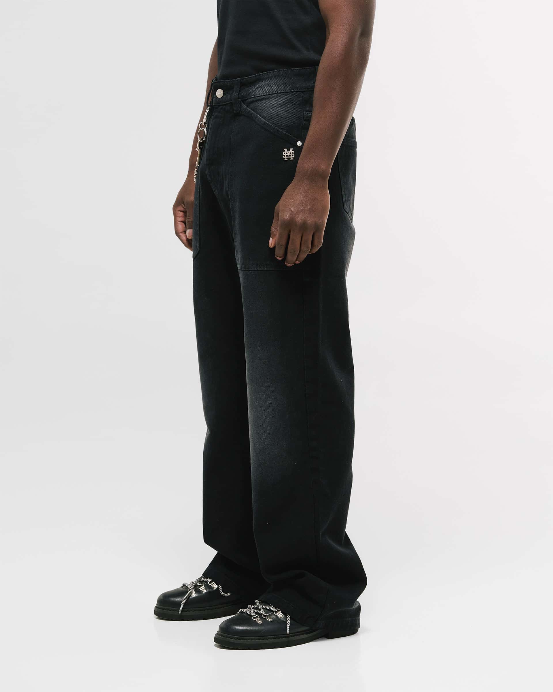 Pocket Straight Pants – Negro Desgastado - miniatura 5