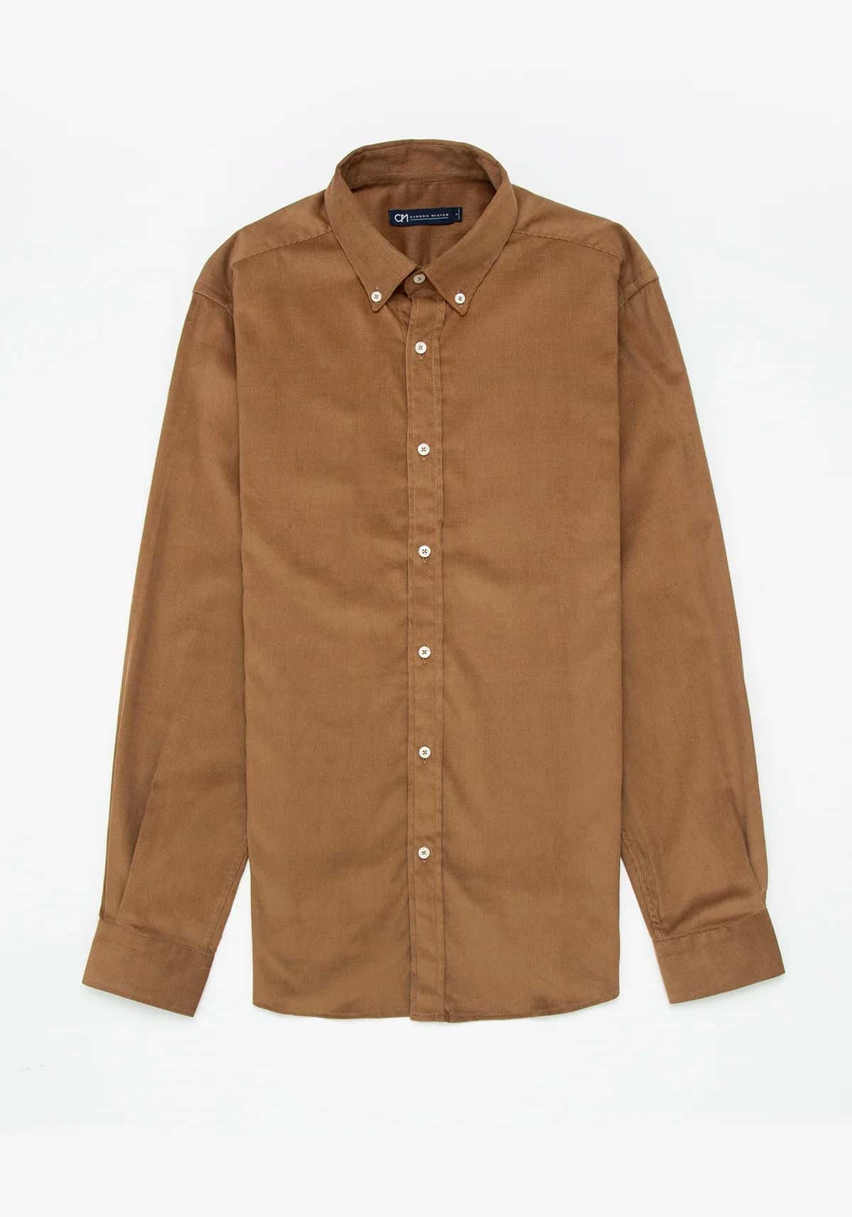 Camisa Micropana Botón Contraste Algodón Caramelo