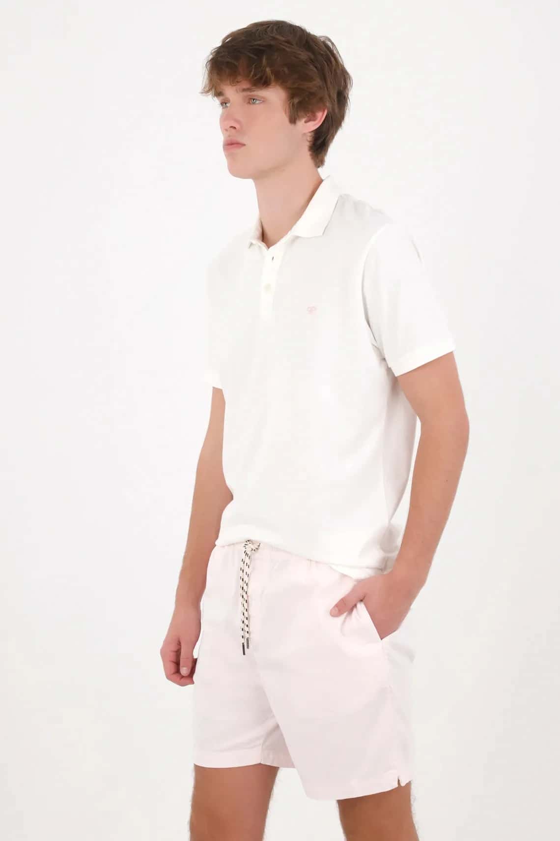 Bermuda chino regular fit con cordón bicolor en algodón rosado para hombre