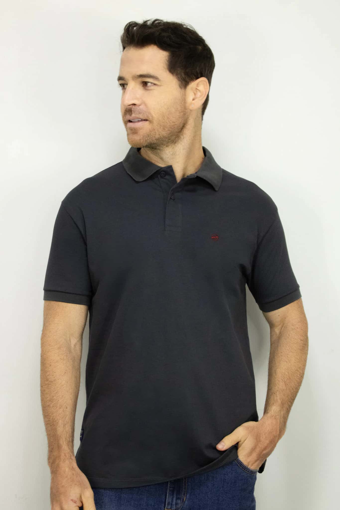 Camiseta Polo Manga Corta Gris Para Hombre