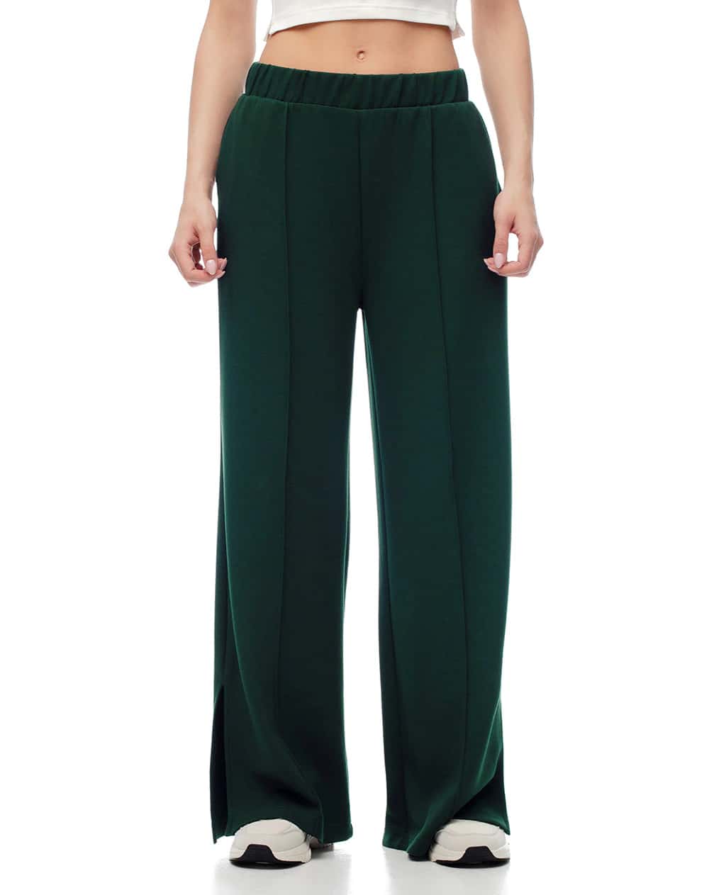 Pantalón tiro alto verde mujer