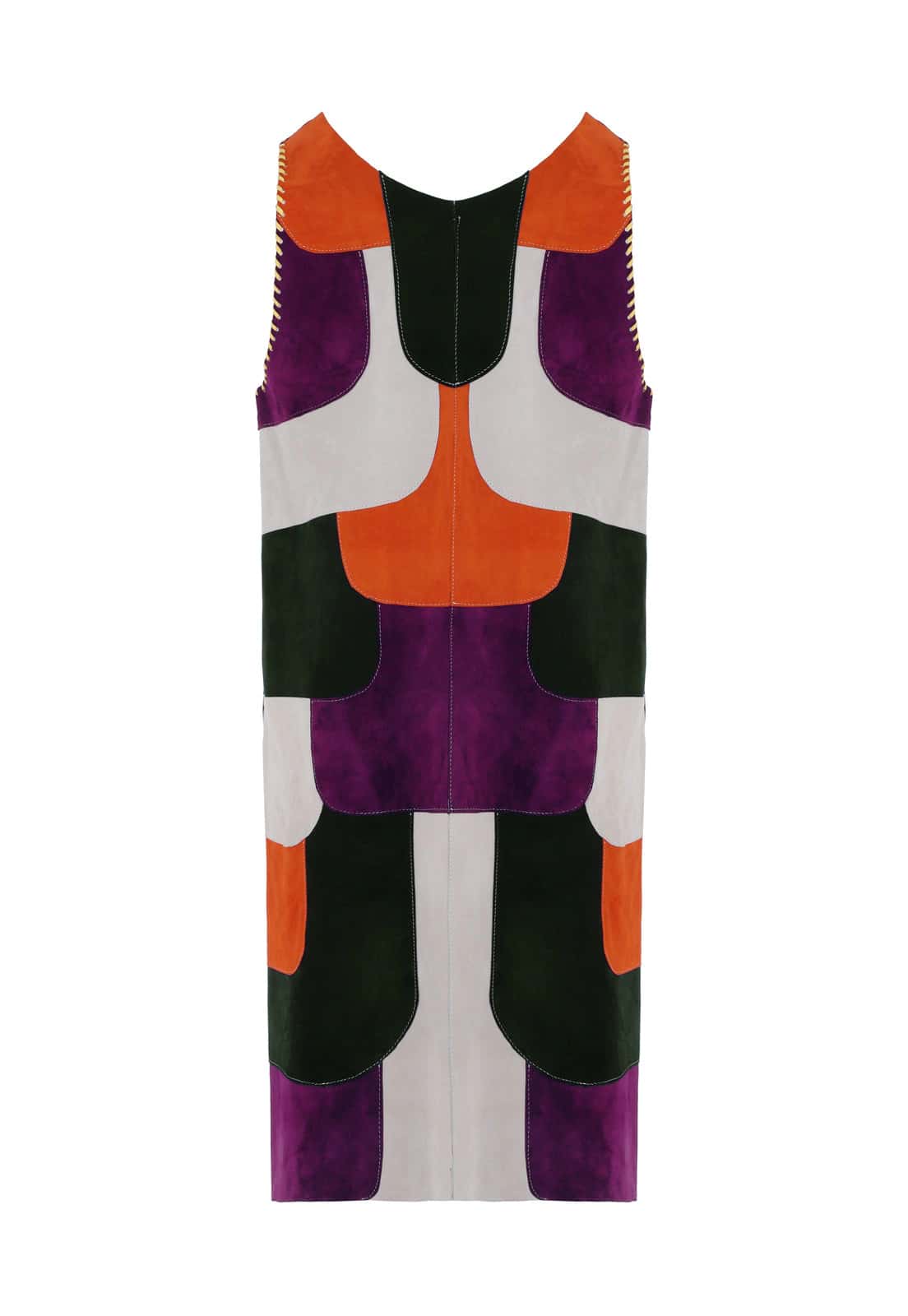 VIOLET PATCHWORK DRESS WITH CARGO POCKETS - miniatura 2