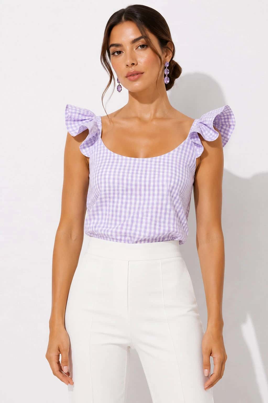 Blusa Coral Cuadros lila - miniatura 1