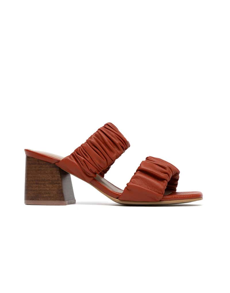 Sandalias en Cuero para Mujer Color Naranja Casuales de Tacón medio Marca JOSH Ref. AZALEA1831
