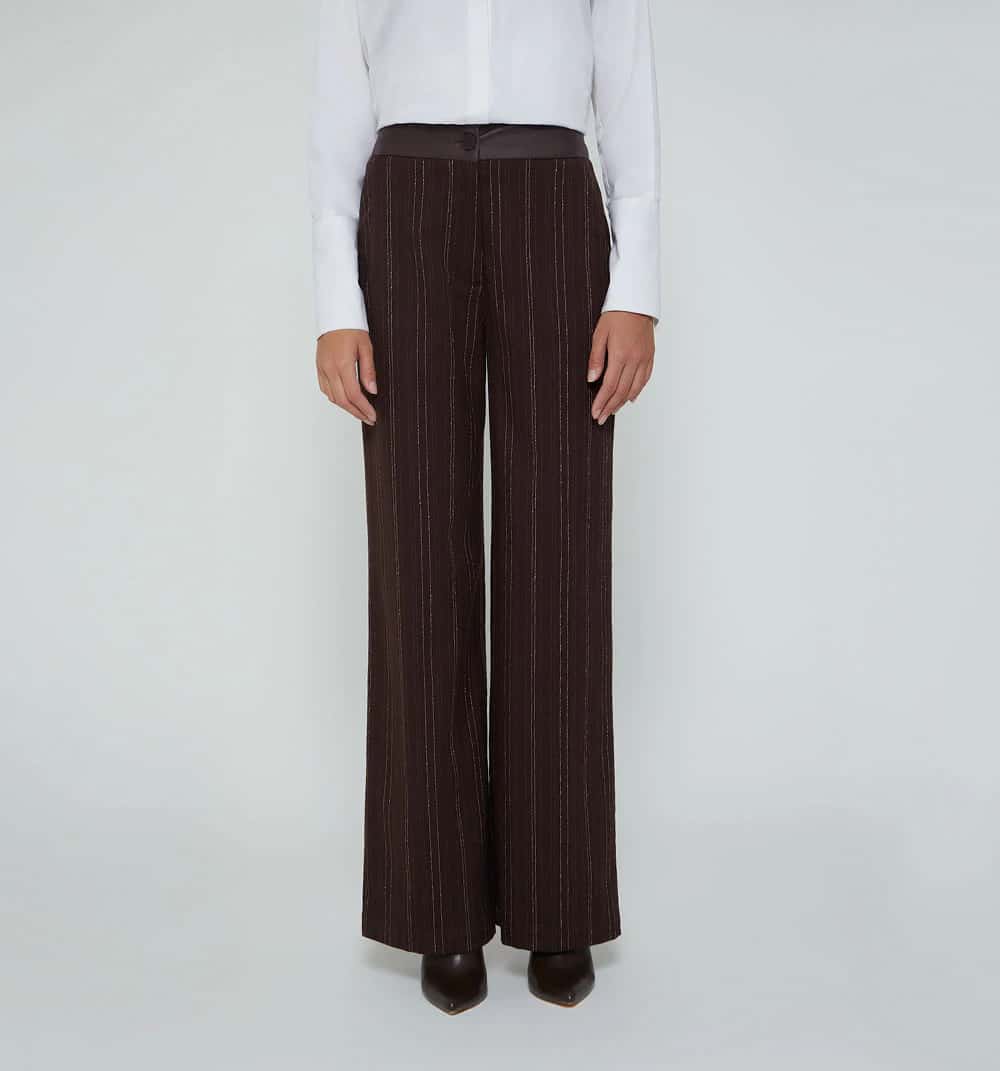 Pantalón recto pretina en pu