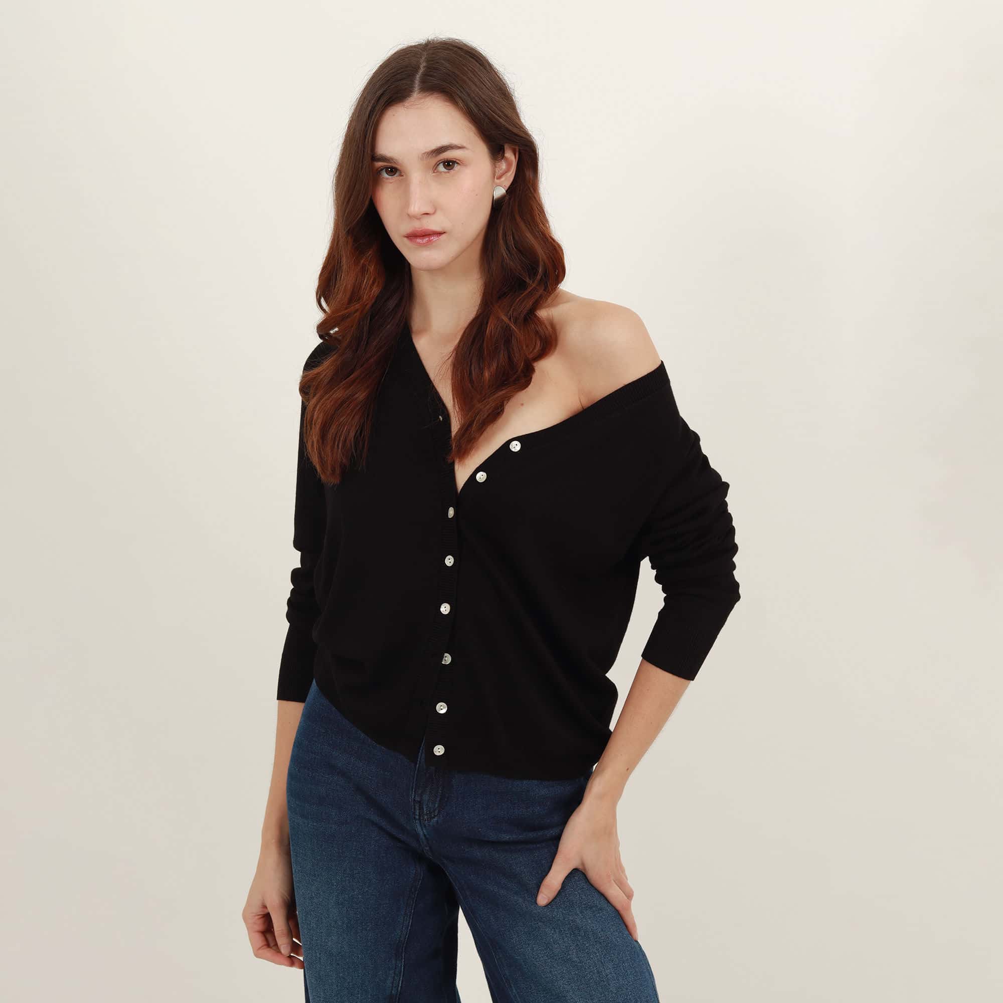 Sweater cardigan con botones manga larga