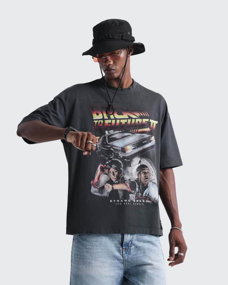 Camiseta Negra Oversize Time Travel - miniatura 1