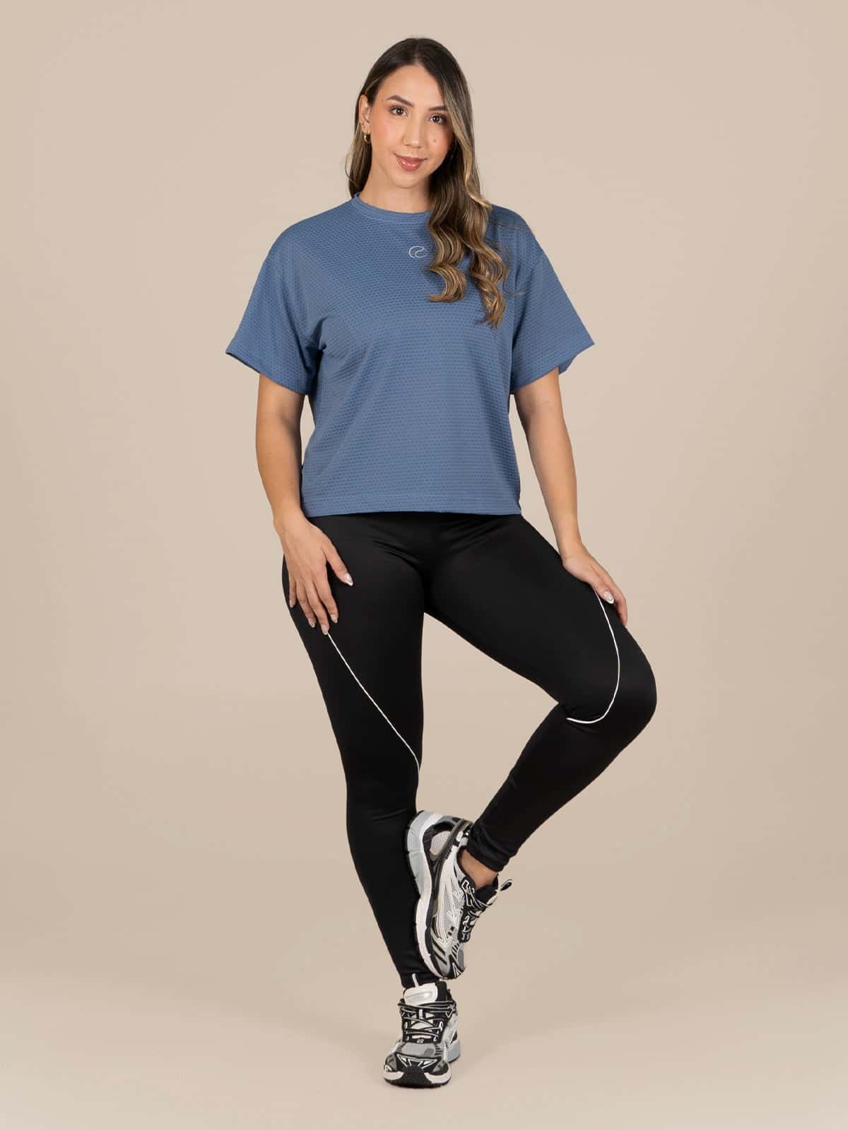 Tulum camiseta panal azul medio - miniatura 4