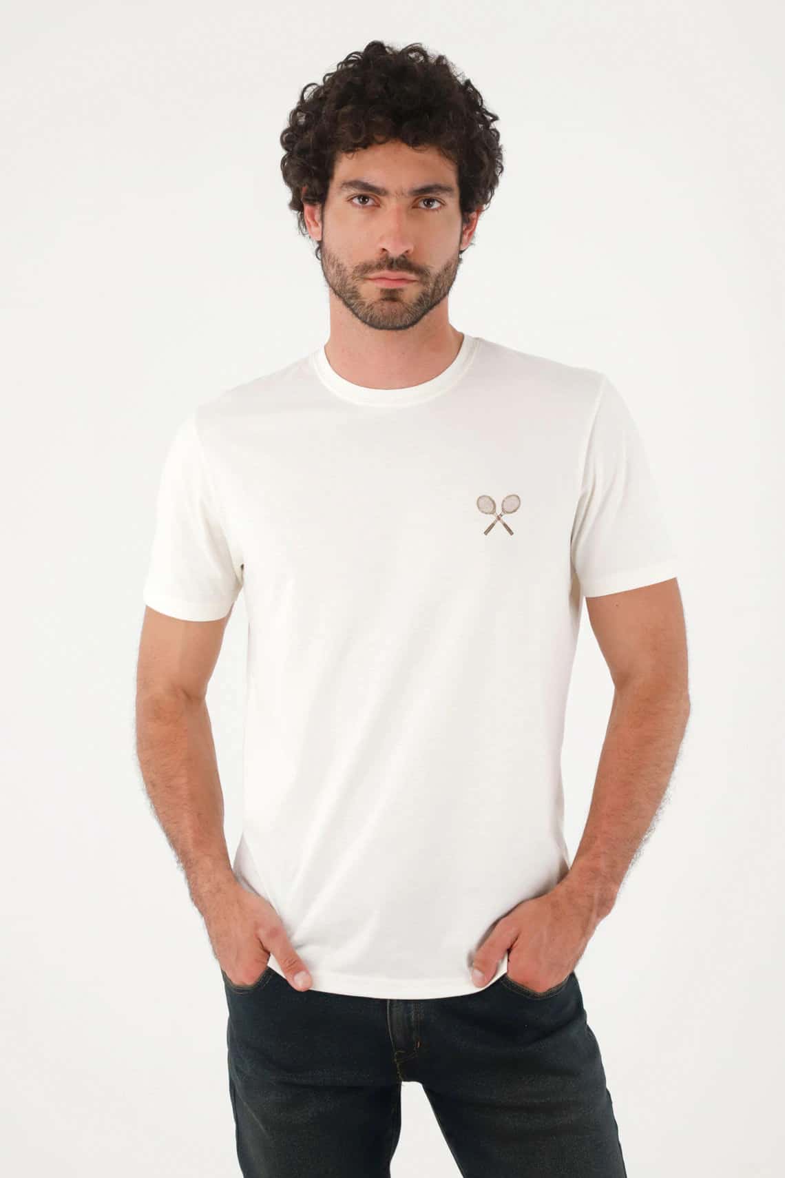 Camiseta para hombre algodón blanco regular con gráfico