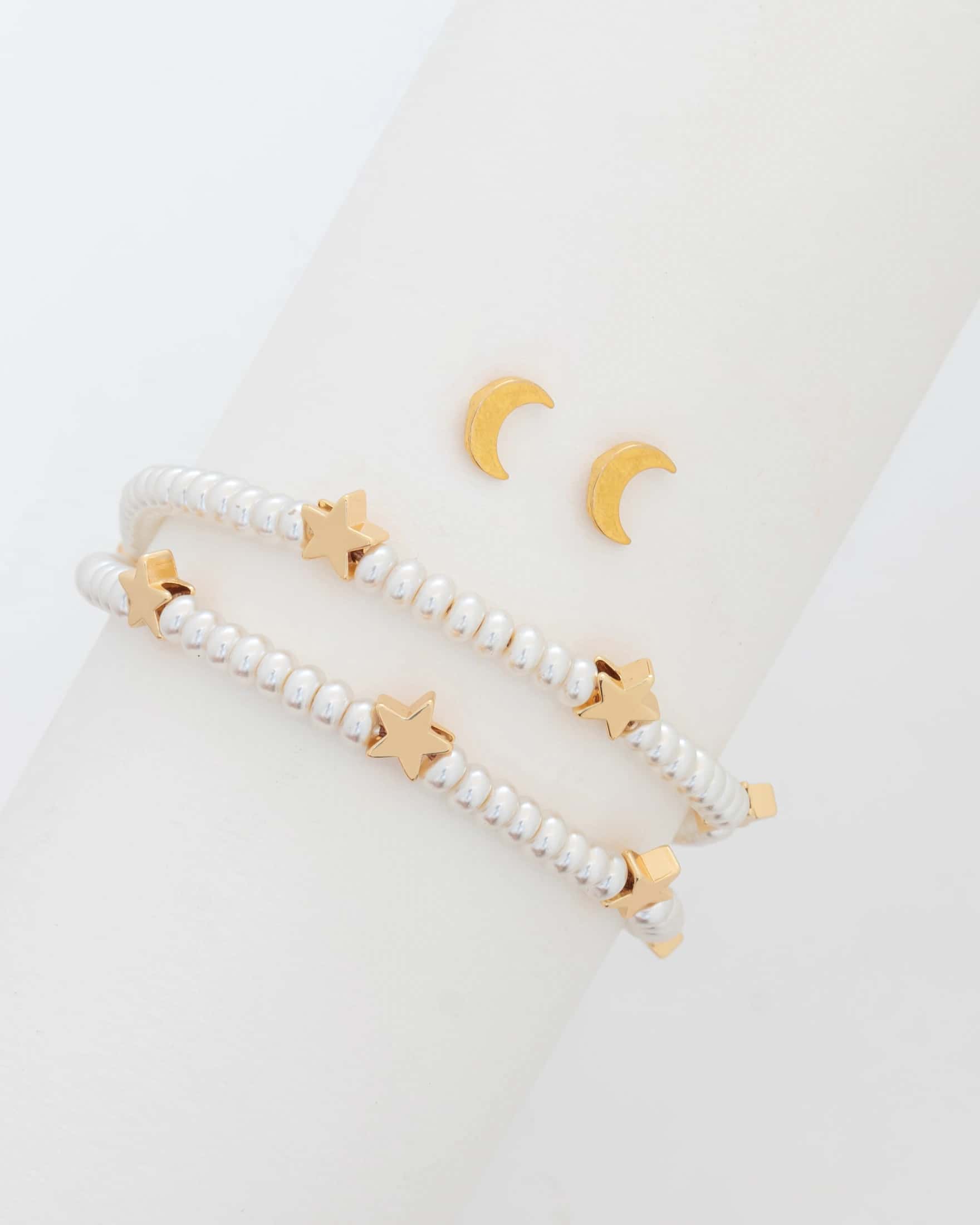 Pulsera estrellas + Aretes de luna
