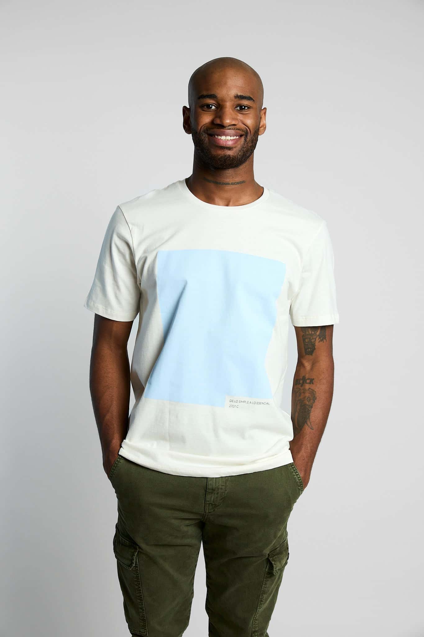 Camiseta cuadro azul claro
