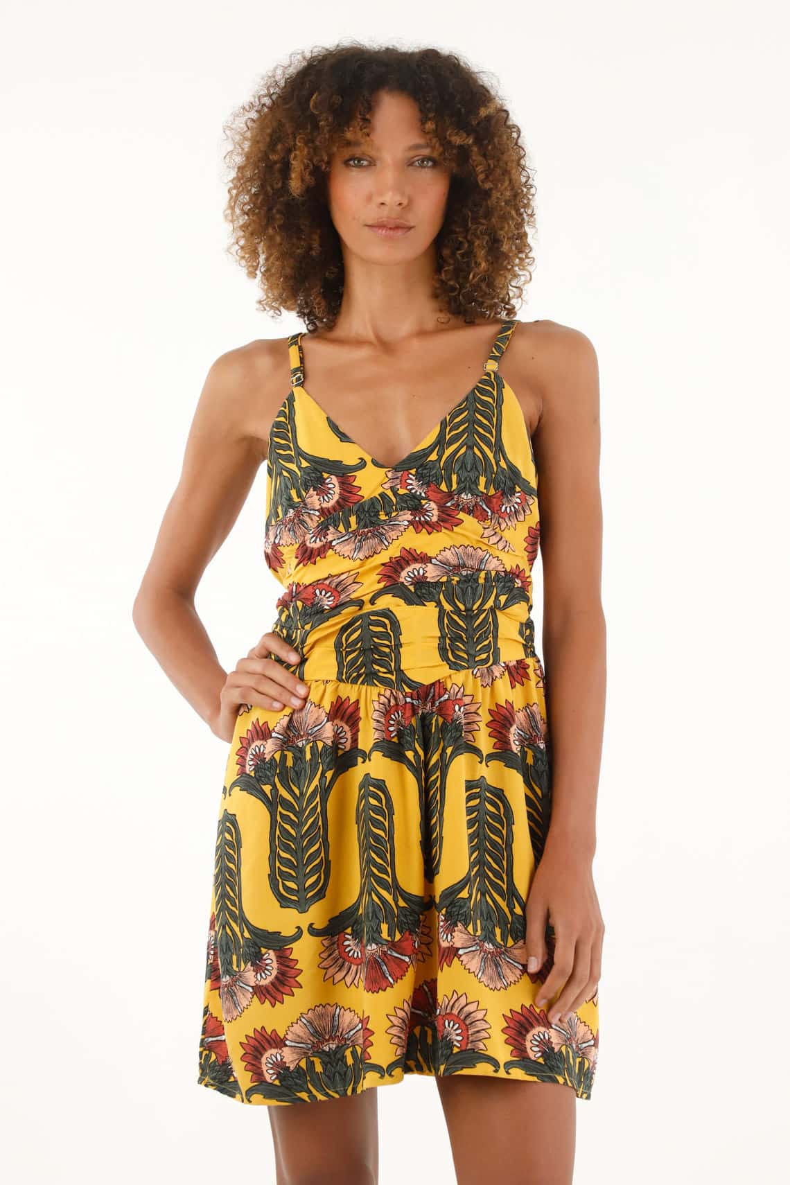 Vestido con estampado de flores corto para mujer