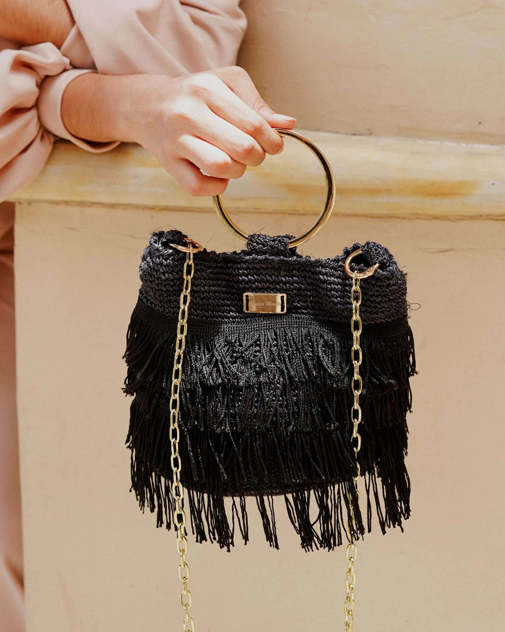 Bolso Orquidea Flecos – Negro