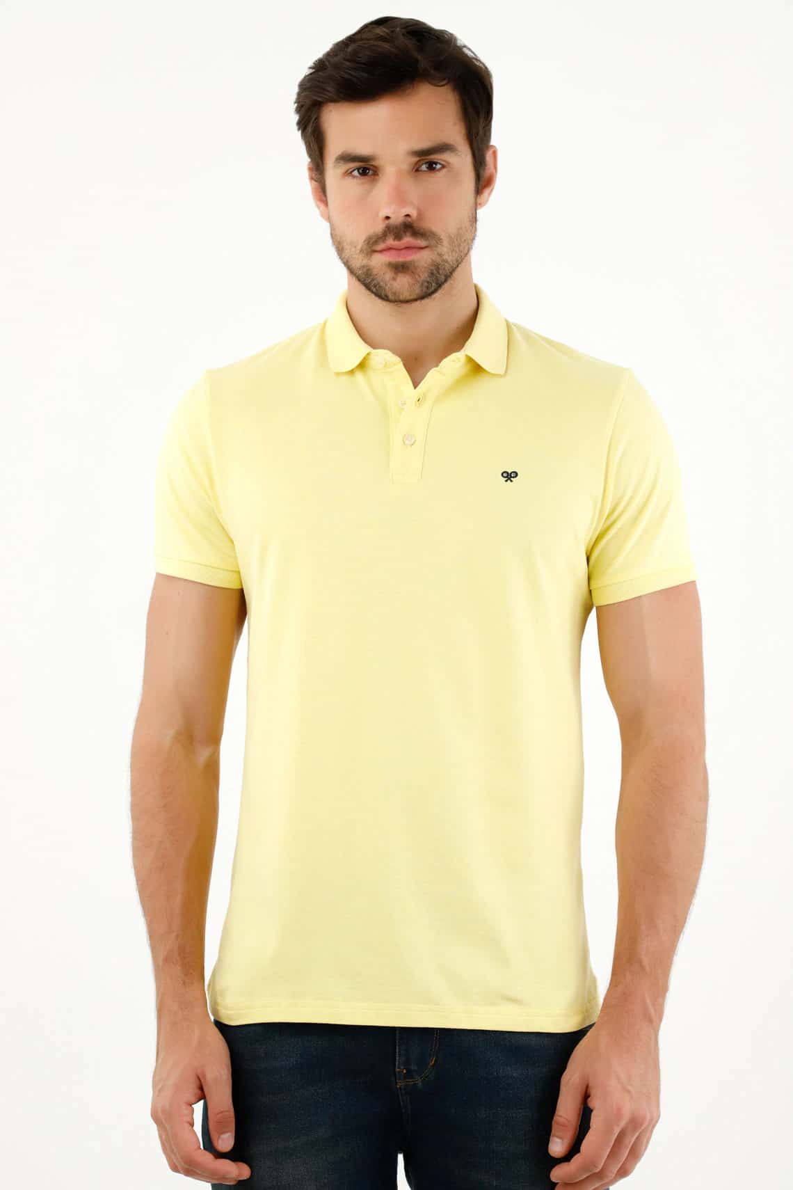 Polo amarilla  Lycra-Algodón para hombre