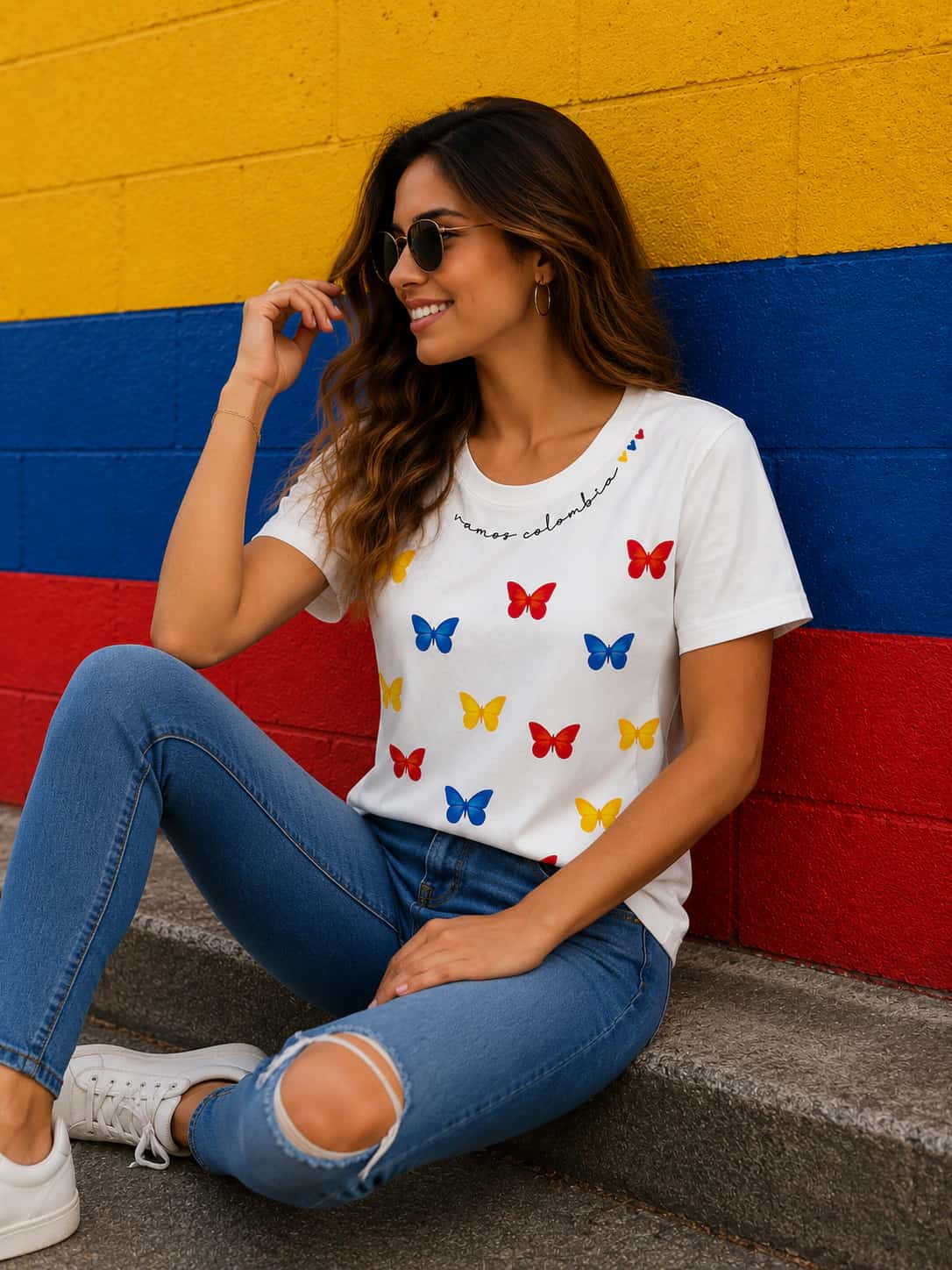 CAMISETA MARIPOSAS TRICOLOR - miniatura 1