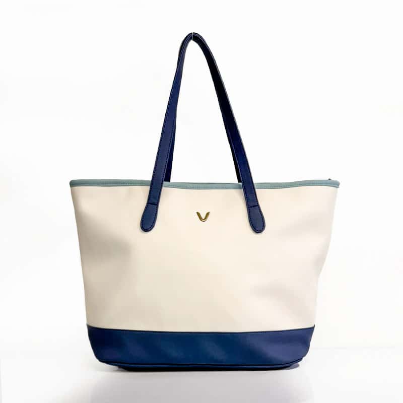 Cartera Boston Para Mujer Marfil con Azul Pop Of Colors