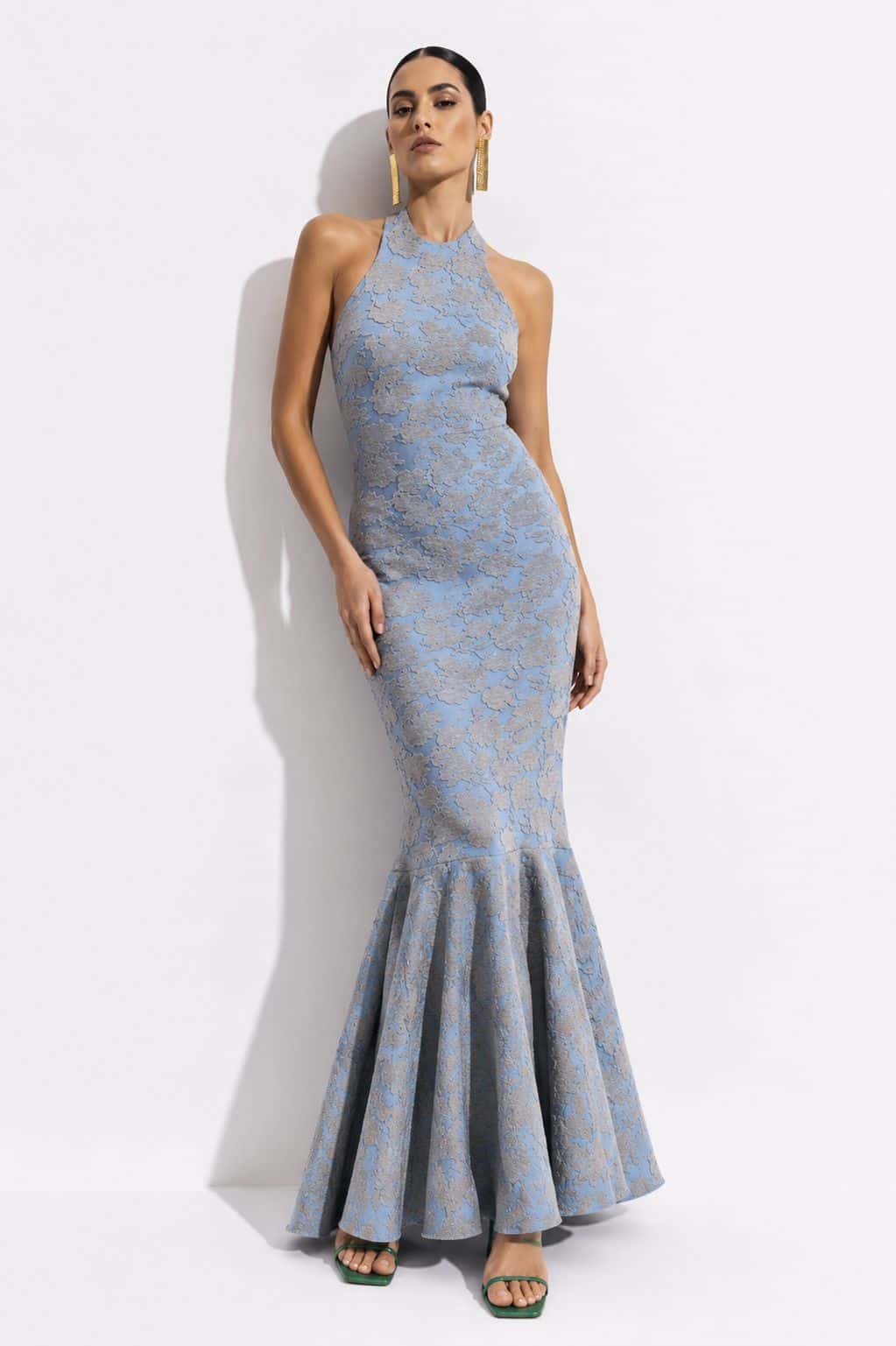 Vestido Onírico Celeste Estampado - miniatura 1