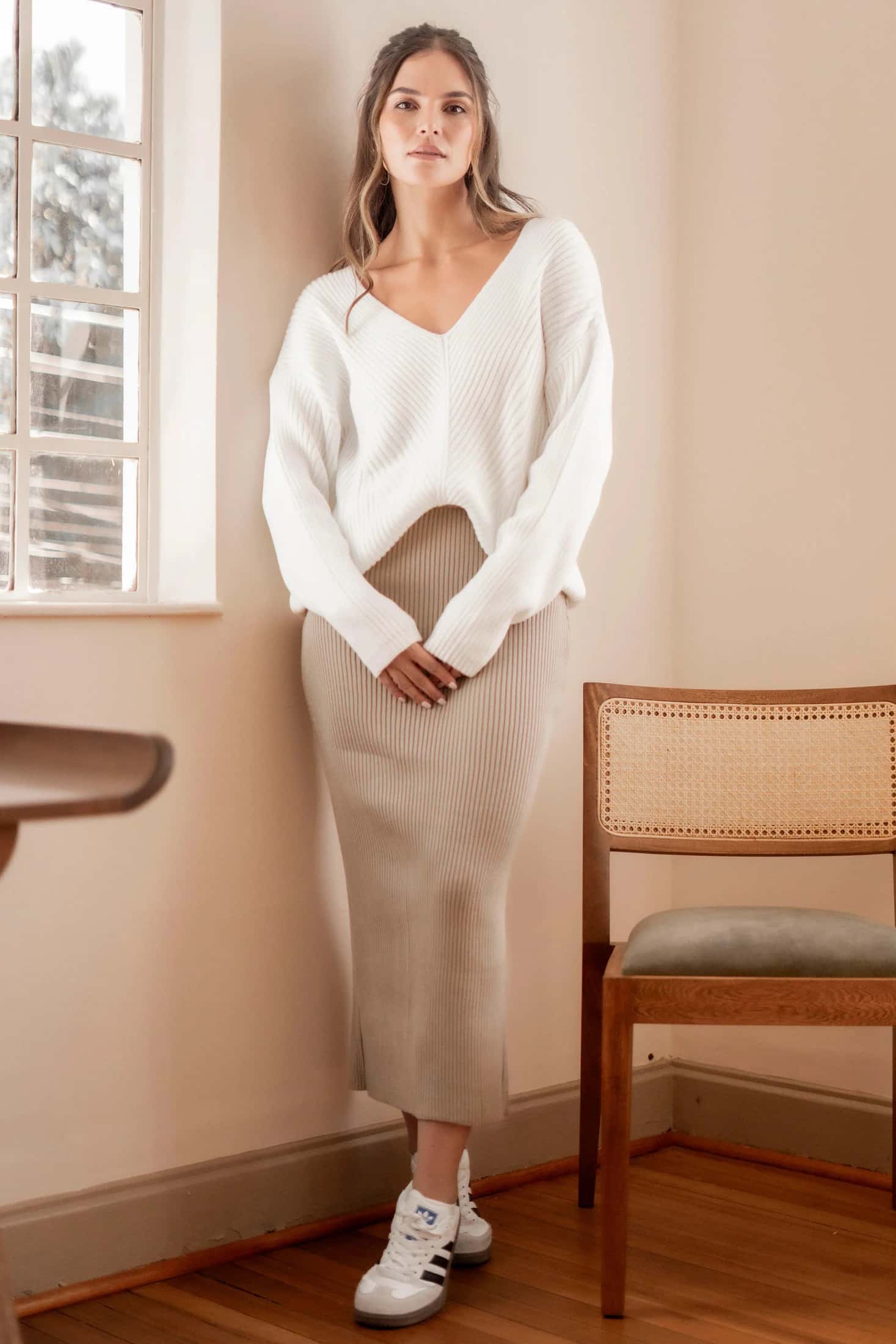 Outfit Cavalieri Blanco-Camel Mujer