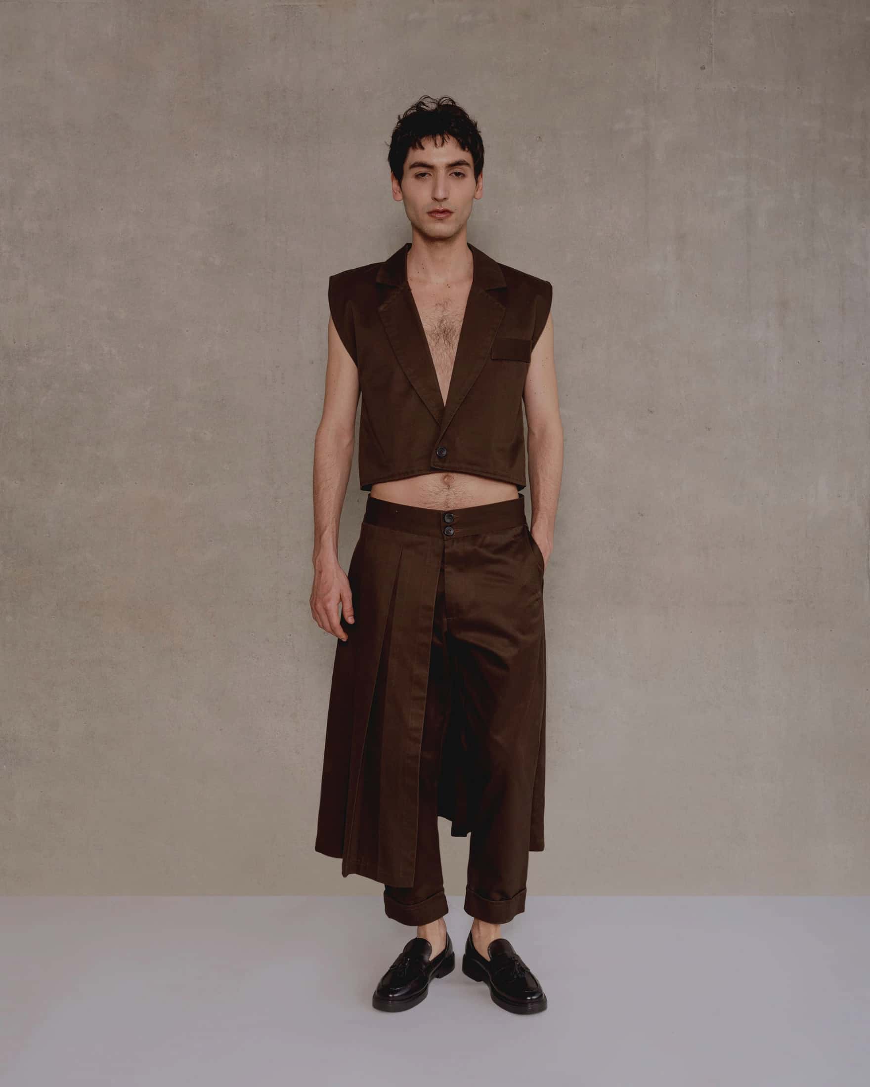 Brown Skirt Pant Woman