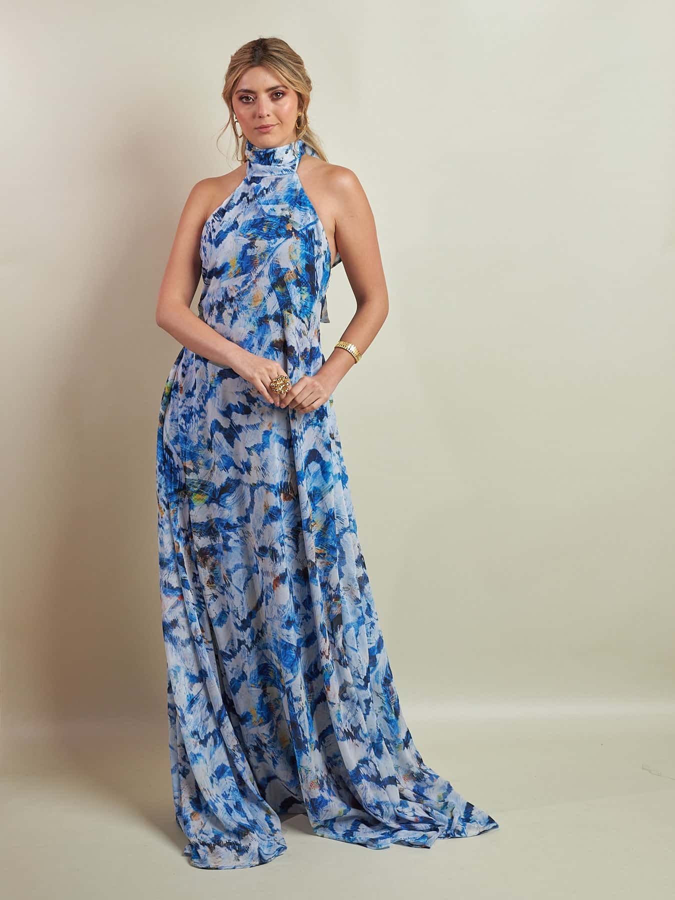 Vestido Apolinary Feathers Azul - miniatura 4