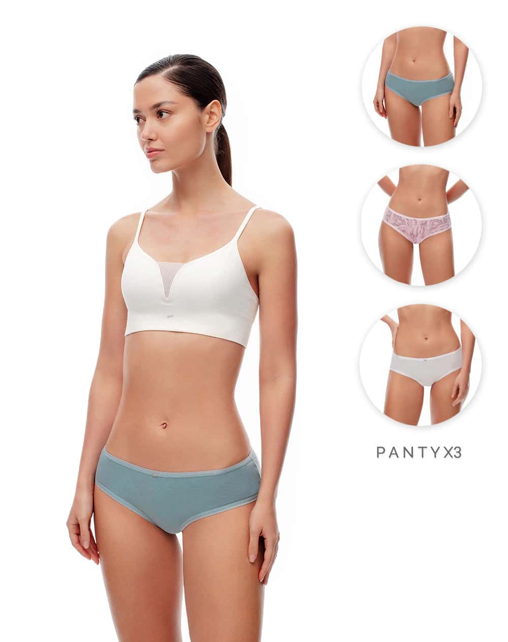 Panty cachetero algodón tiro medio x3unds surtido