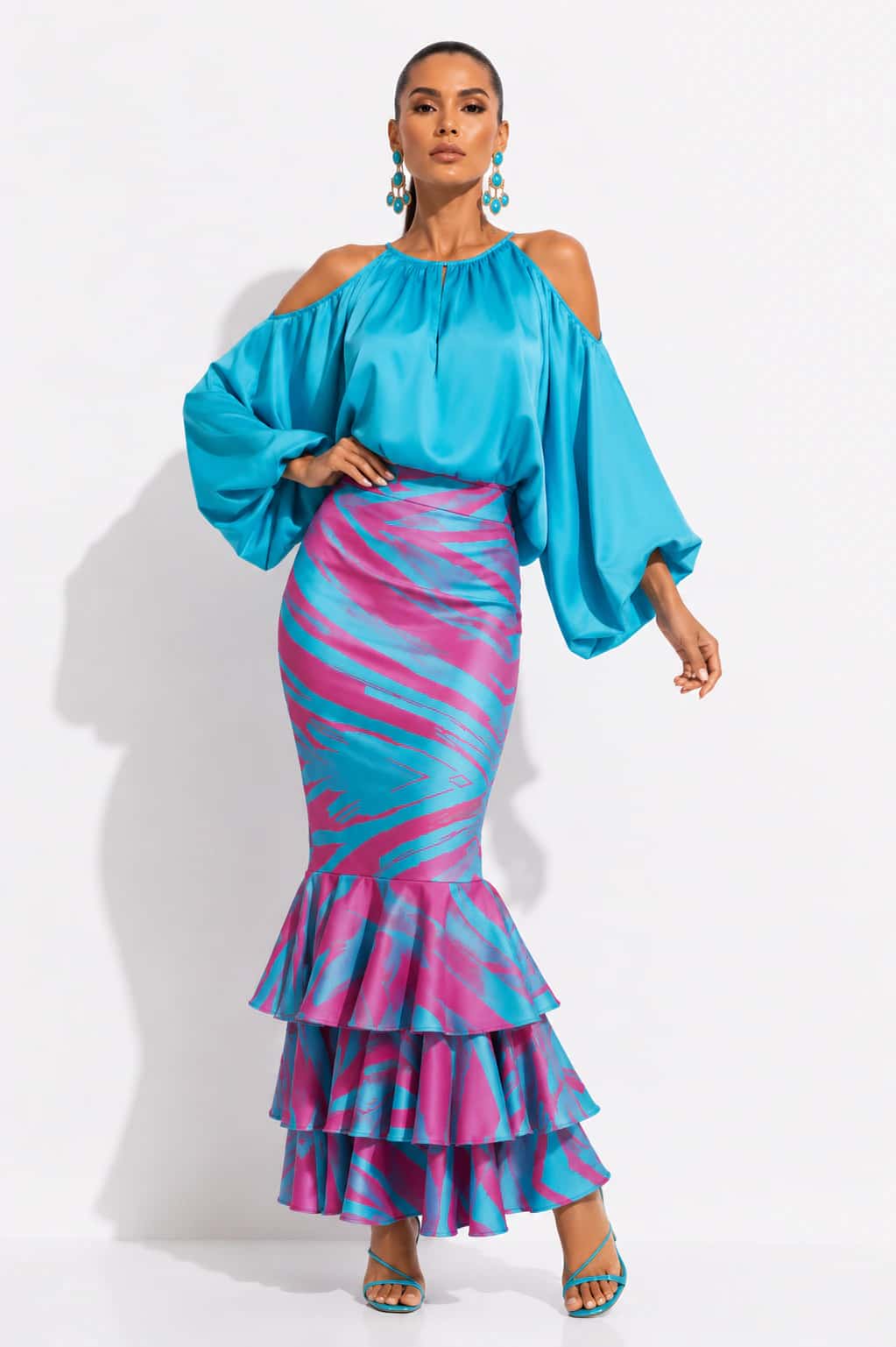 Falda Alesia Techo Fucsia+Turquesa - miniatura 3