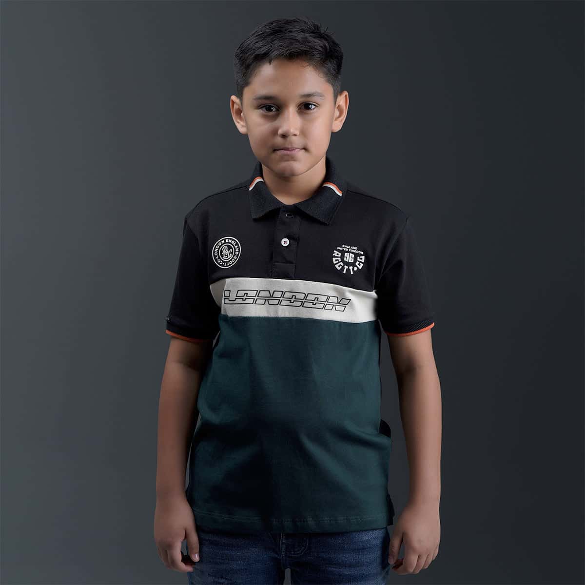 Polo Verde Negro Kids