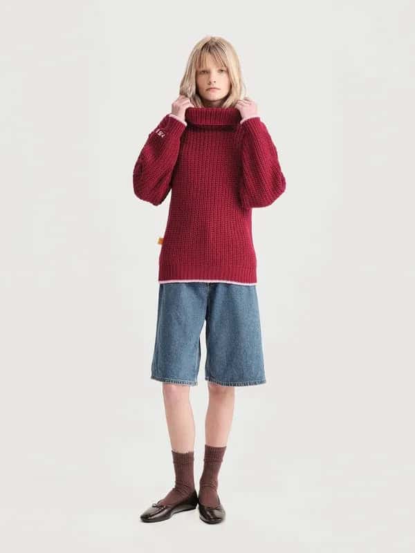 Saco Cuello Tortuga Inglés Rojo/rosado Mujer - miniatura 2