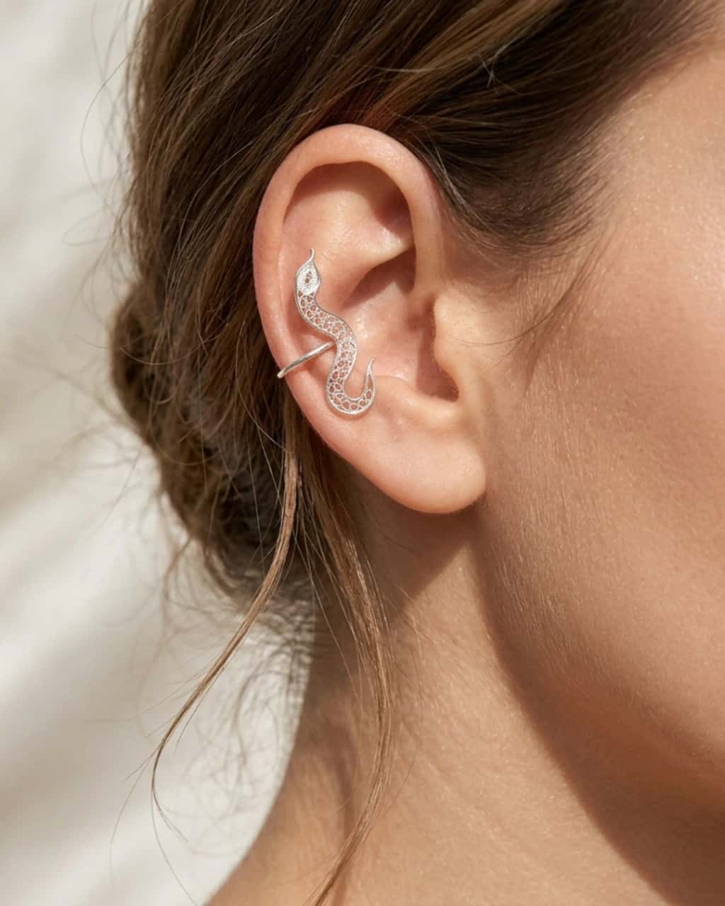 Earcuff Serpiente Plata Filigrana