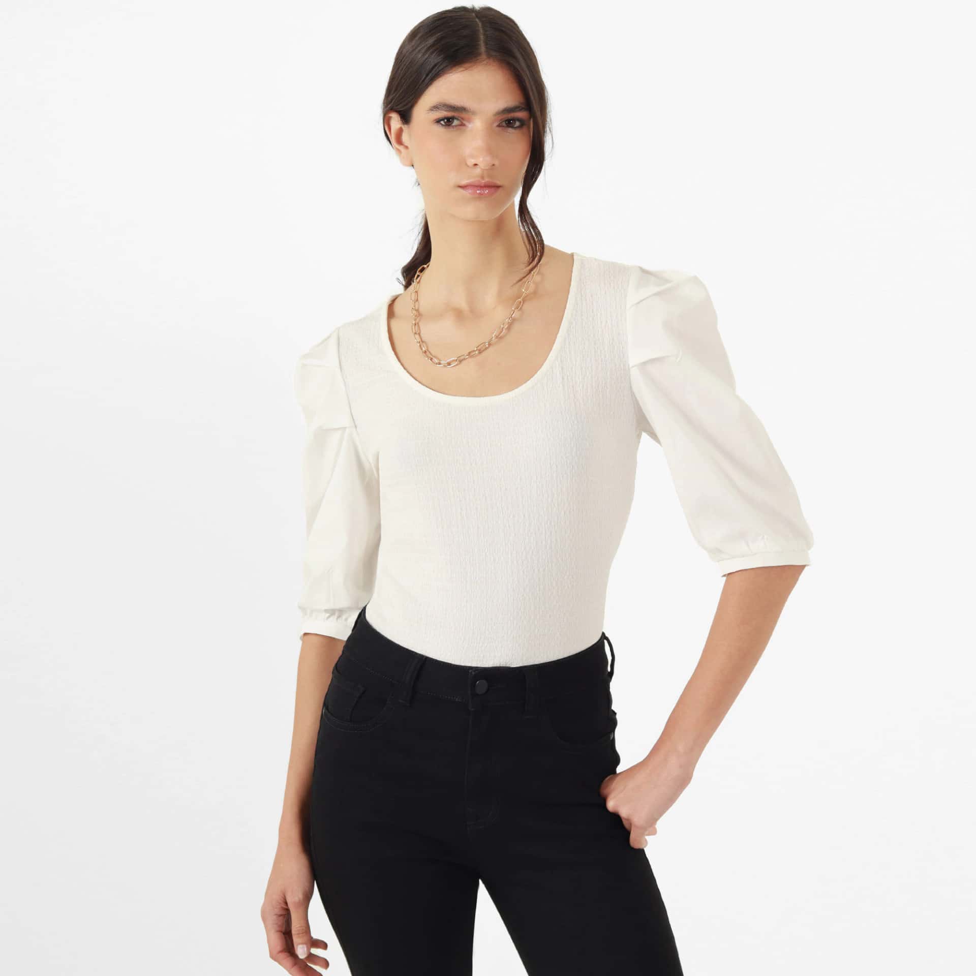 Blusa Cuello Redondo Manga 3Cuartos