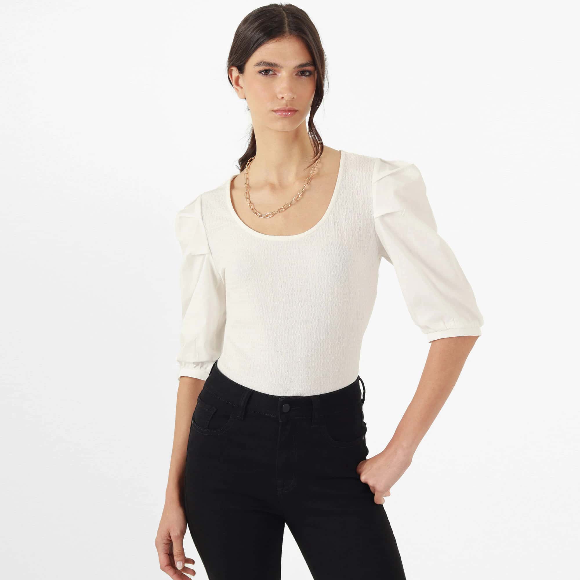 Blusa Cuello Redondo Manga 3Cuartos