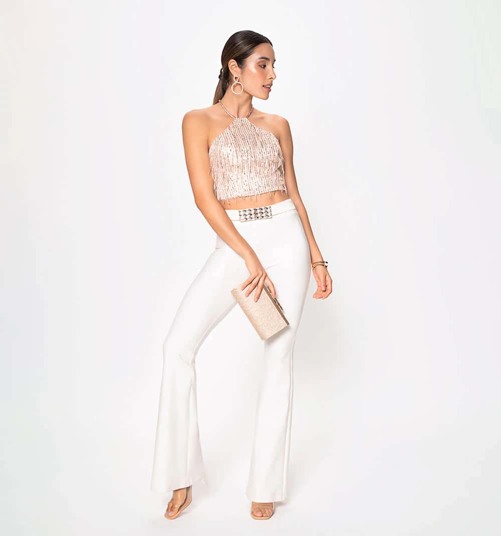 Blusa crop con espalda descubierta y tir